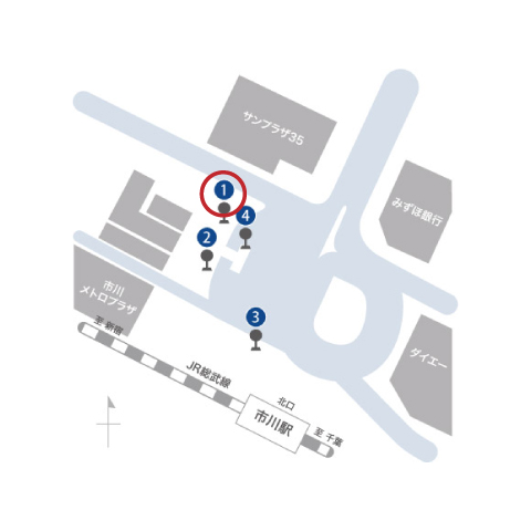 市川駅バス停地図